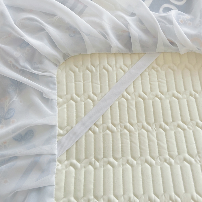 91家纺网 家纺一手货源 找家纺 能好家纺 2026春夏新款小清新乳胶床裙款凉席席子 潮牌