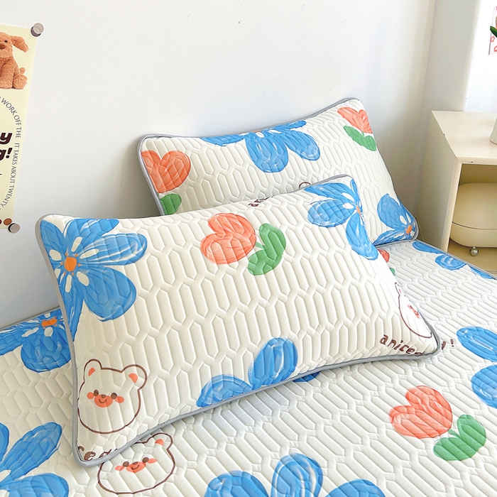 91家纺网 家纺一手货源 找家纺 能好家纺 2026春夏新款小清新乳胶床裙款凉席席子 春暖花开