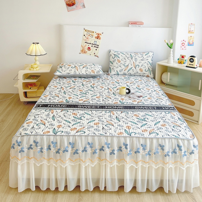 能好家纺 2026春夏新款小清新乳胶床裙款凉席席子 花间梦