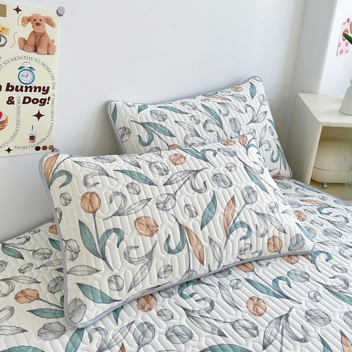 91家纺网 家纺一手货源 找家纺 能好家纺 2026春夏新款小清新乳胶床裙款凉席席子 花间梦