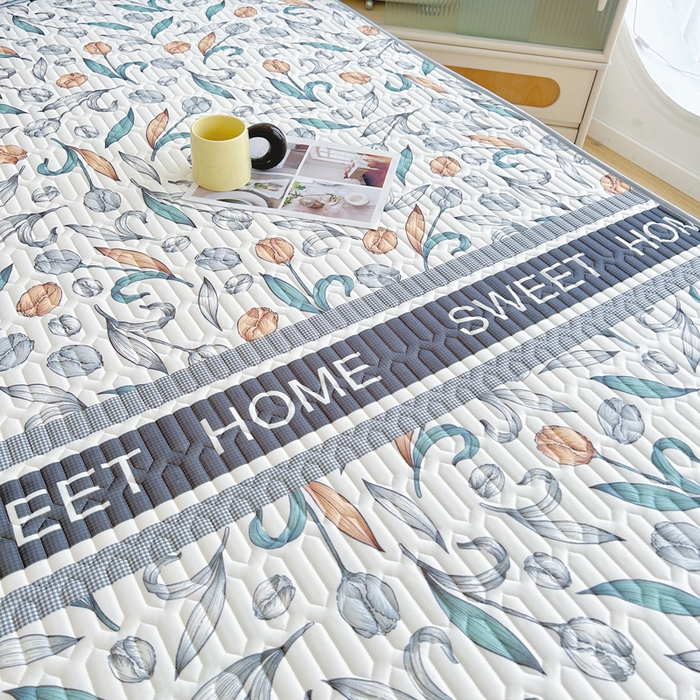 91家纺网 家纺一手货源 找家纺 能好家纺 2026春夏新款小清新乳胶床裙款凉席席子 花间梦