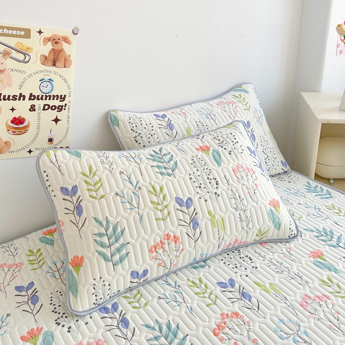 91家纺网 家纺一手货源 找家纺 能好家纺 2026春夏新款小清新乳胶床裙款凉席席子 花轻语