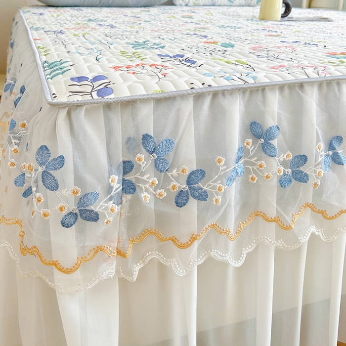 91家纺网 家纺一手货源 找家纺 能好家纺 2026春夏新款小清新乳胶床裙款凉席席子 花轻语