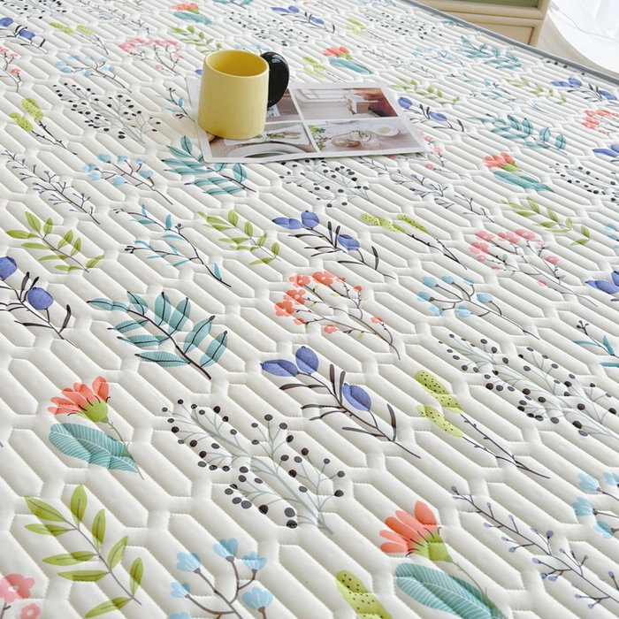 91家纺网 家纺一手货源 找家纺 能好家纺 2026春夏新款小清新乳胶床裙款凉席席子 花轻语