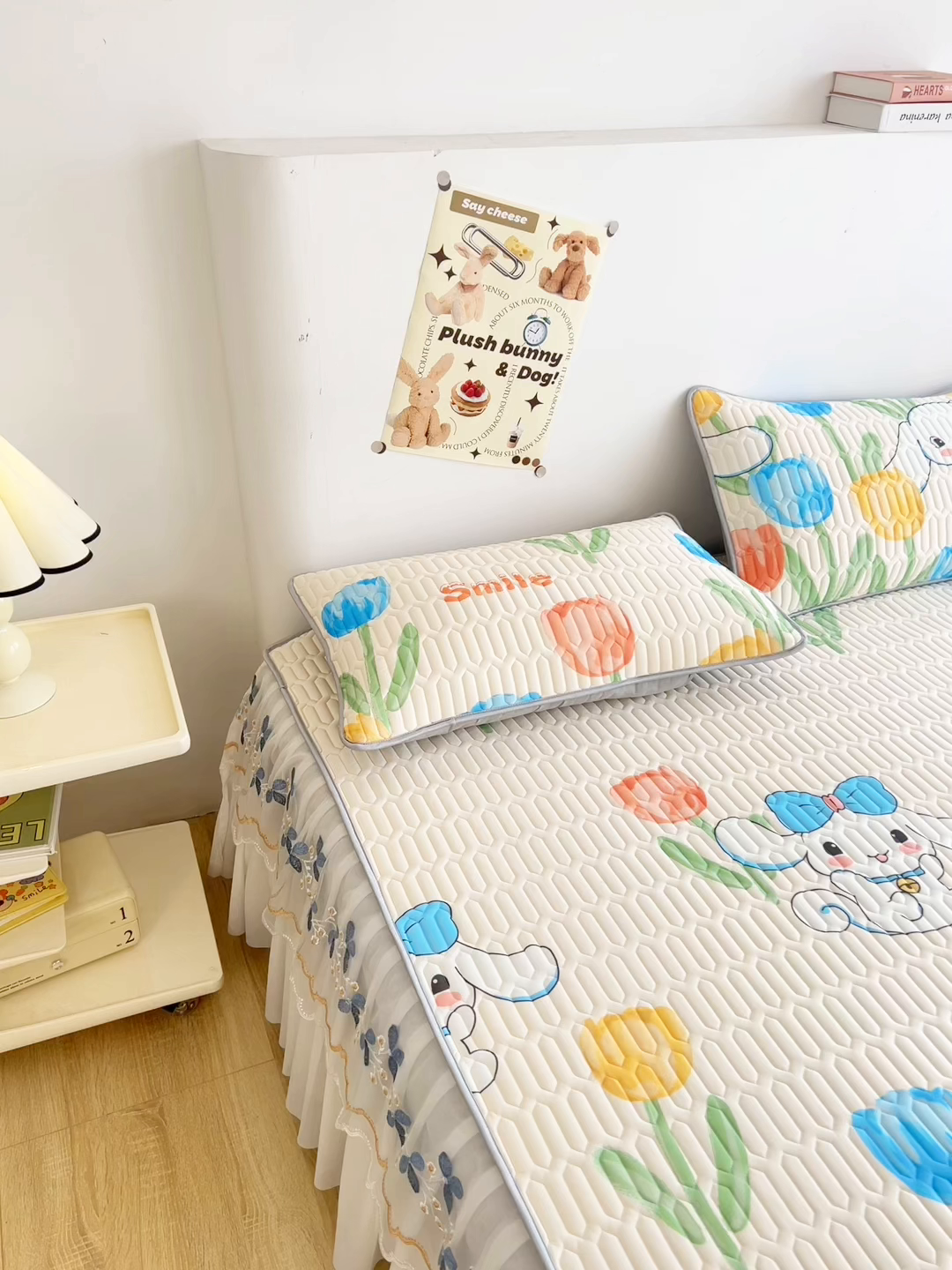 91家纺网 家纺一手货源 找家纺 能好家纺 2026春夏新款小清新乳胶床裙款凉席席子 可爱花园