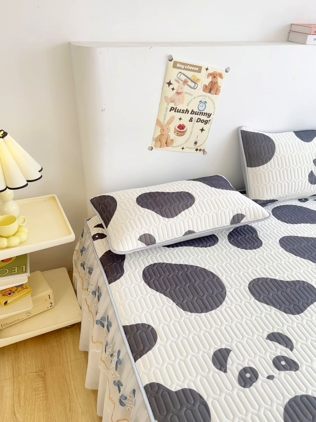 91家纺网 家纺一手货源 找家纺 能好家纺 2026春夏新款小清新乳胶床裙款凉席席子 快乐熊猫