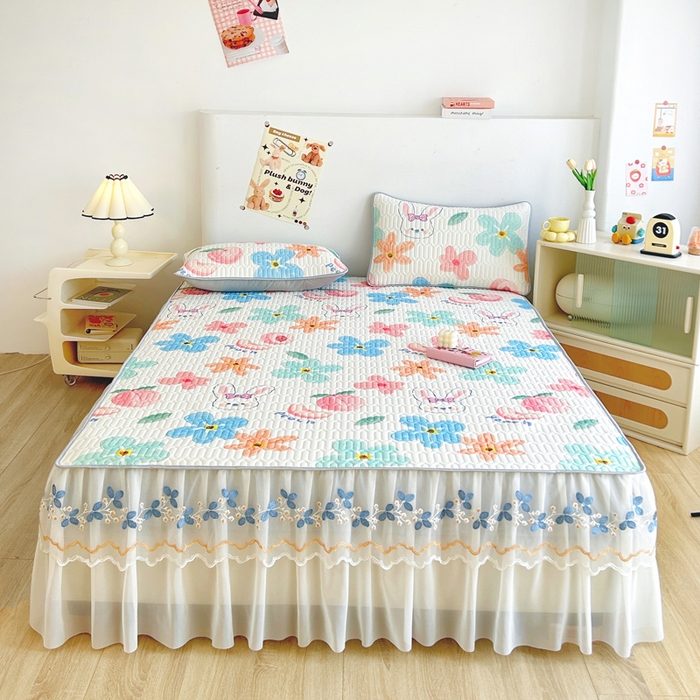 能好家纺 2026春夏新款小清新乳胶床裙款凉席席子 夏韵