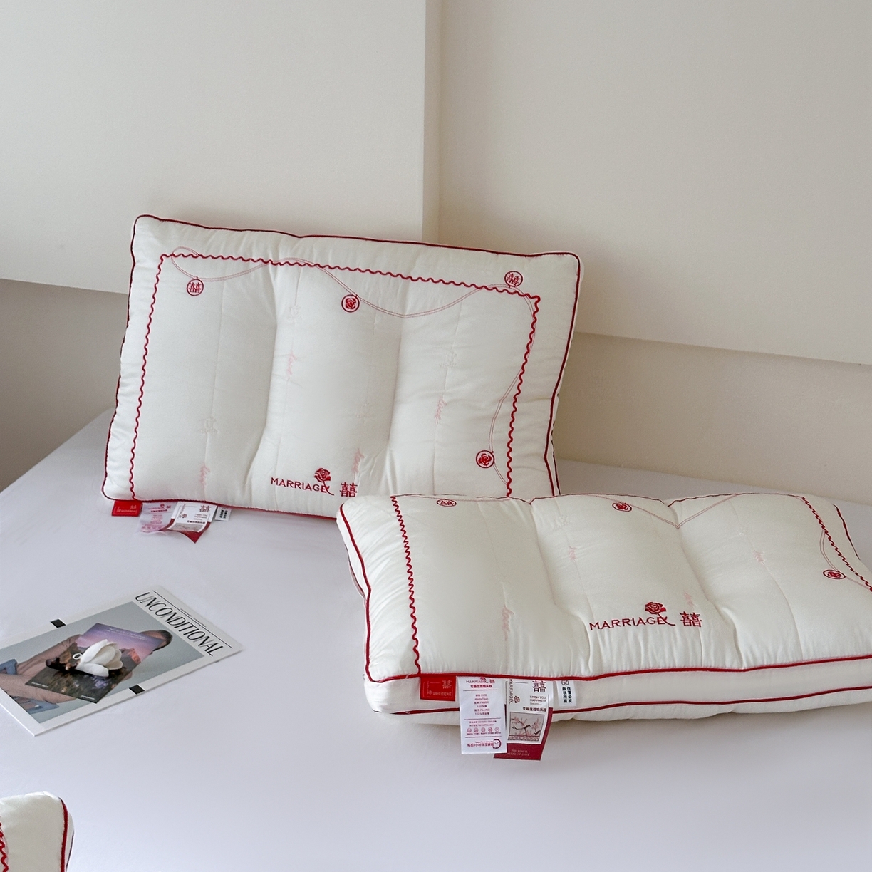 91家纺网 家纺一手货源 找家纺 （总）伟邦枕芯 2026新款婓丽玫瑰婚庆枕枕头枕芯