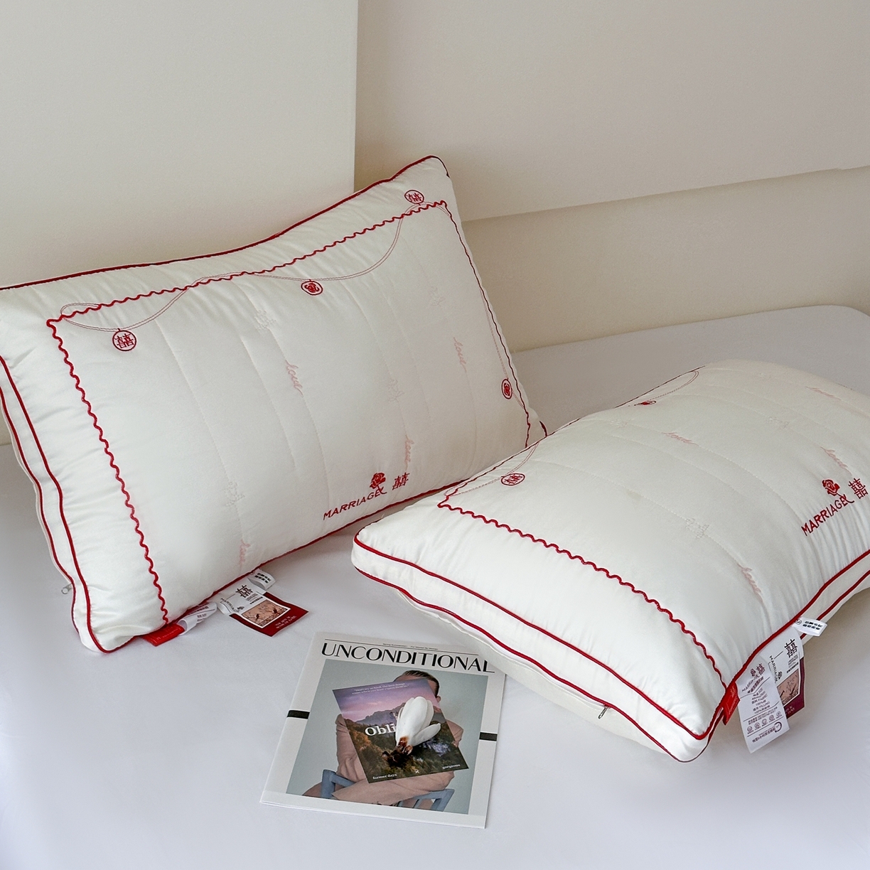 91家纺网 家纺一手货源 找家纺 伟邦枕芯 2026新款婓丽玫瑰婚庆枕枕头枕芯 酒店蓬松款