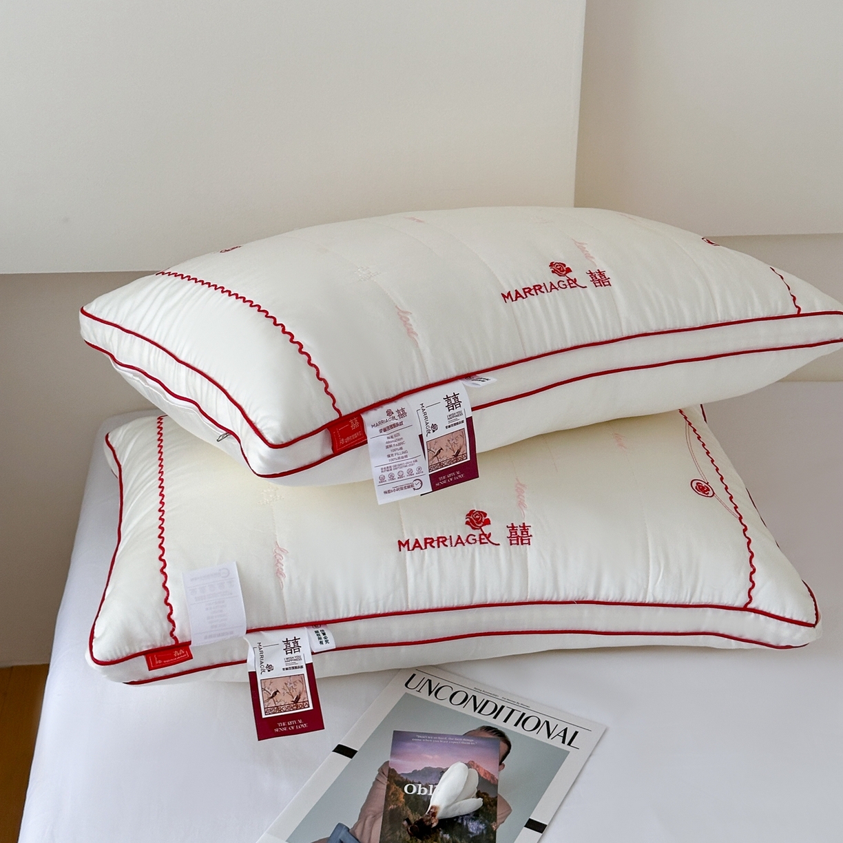 伟邦枕芯 2026新款婓丽玫瑰婚庆枕枕头枕芯 酒店蓬松款