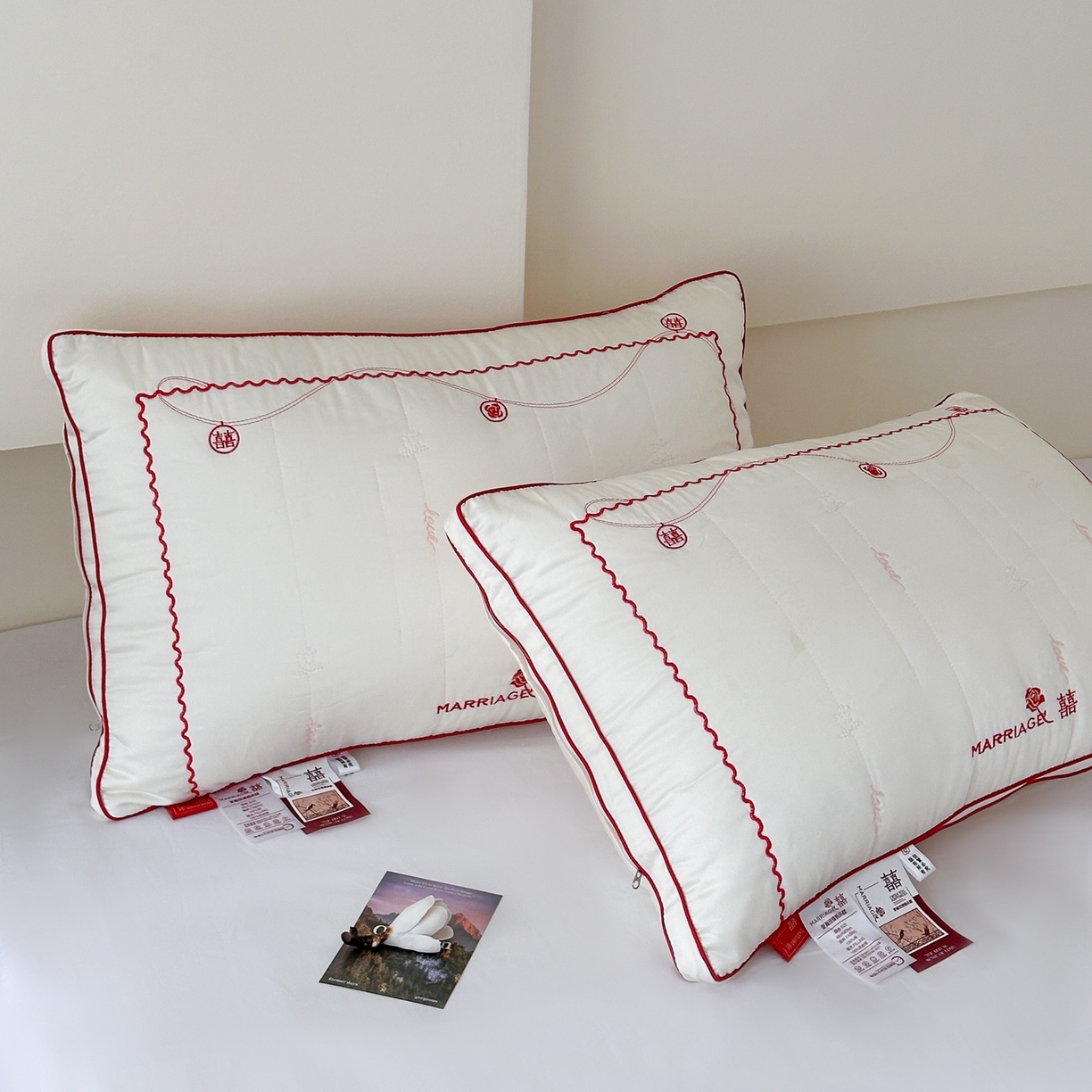 91家纺网 家纺一手货源 找家纺 伟邦枕芯 2026新款婓丽玫瑰婚庆枕枕头枕芯 酒店蓬松款