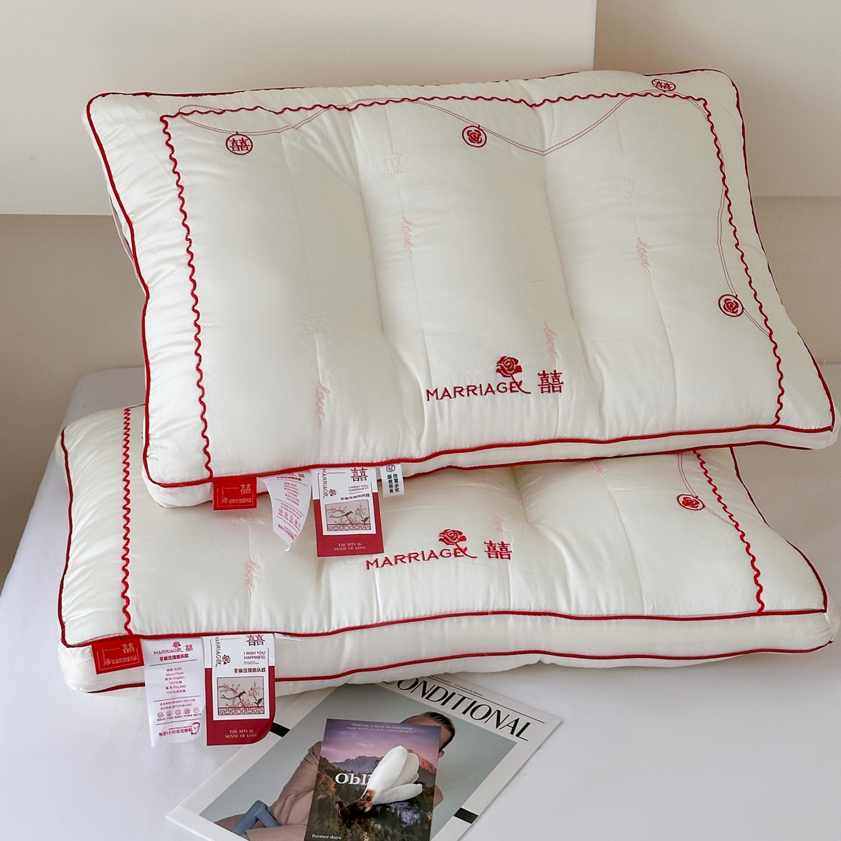 伟邦枕芯 2026新款婓丽玫瑰婚庆枕枕头枕芯 定型护颈款