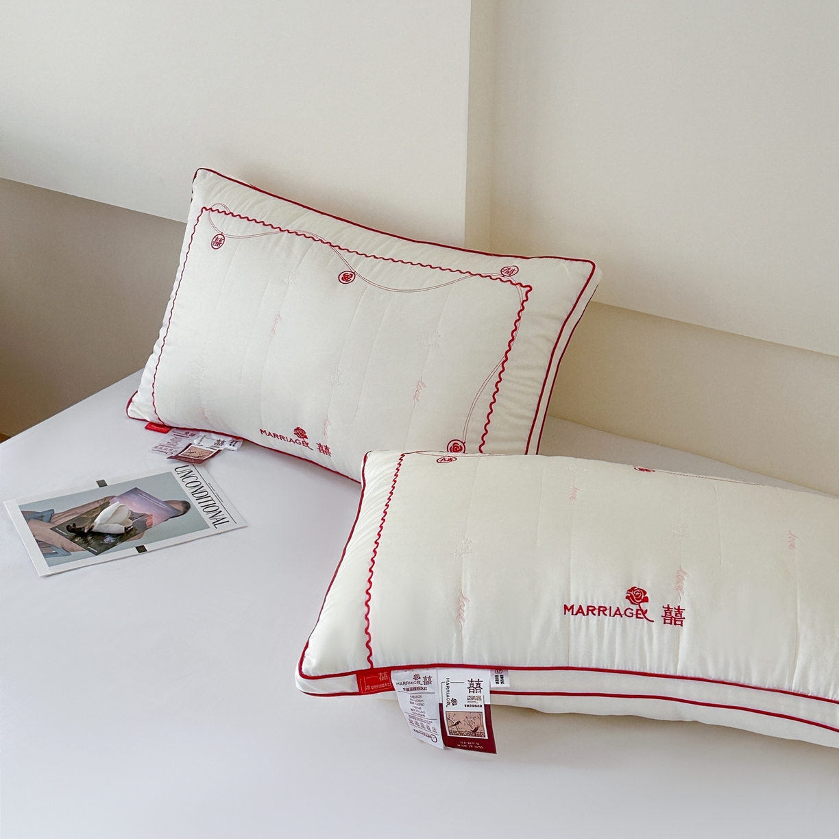 91家纺网 家纺一手货源 找家纺 伟邦枕芯 2026新款婓丽玫瑰婚庆枕枕头枕芯 酒店蓬松款