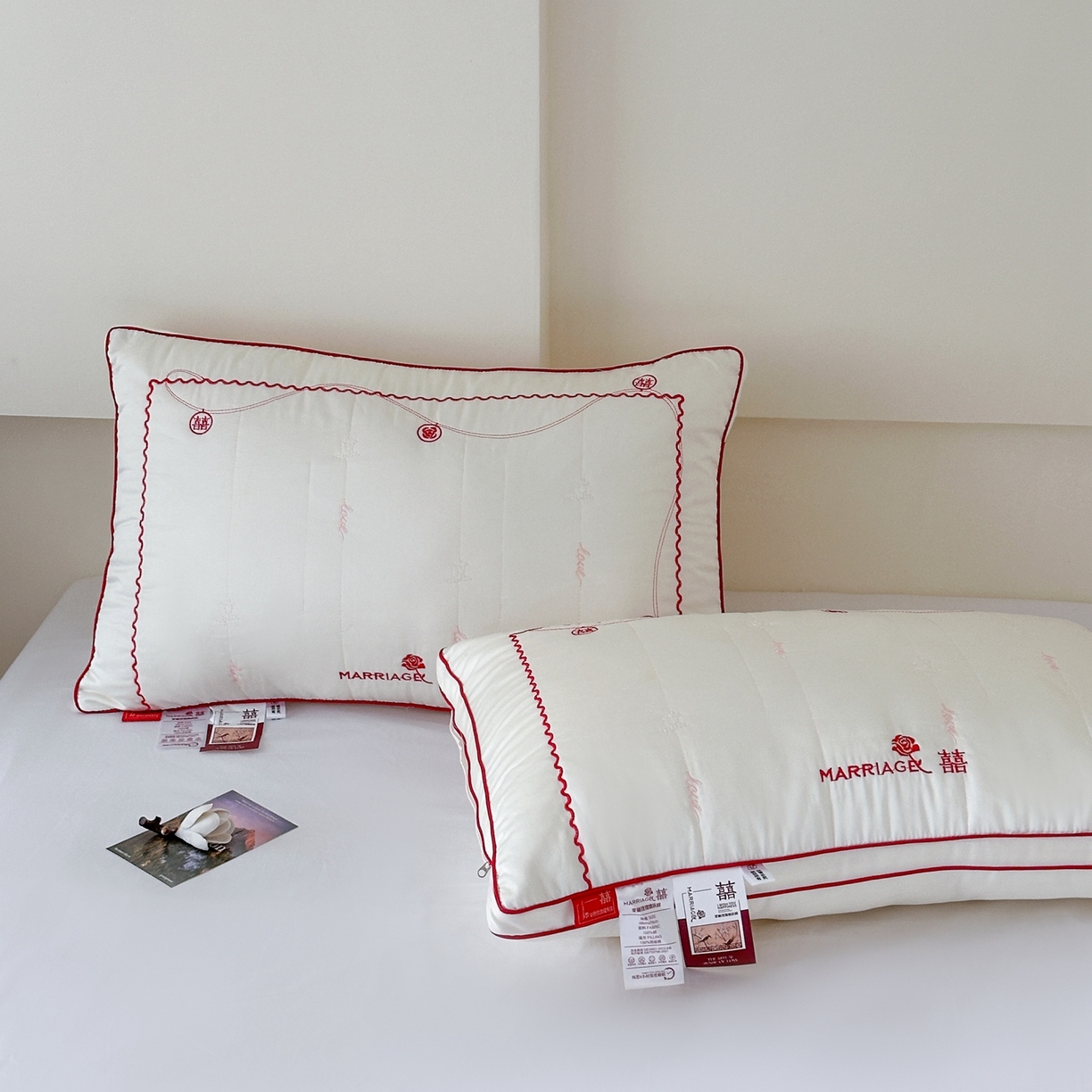 91家纺网 家纺一手货源 找家纺 伟邦枕芯 2026新款婓丽玫瑰婚庆枕枕头枕芯 酒店蓬松款