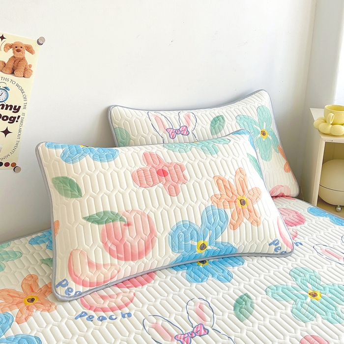 91家纺网 家纺一手货源 找家纺 能好家纺 2026春夏新款小清新乳胶床裙款凉席席子 夏韵