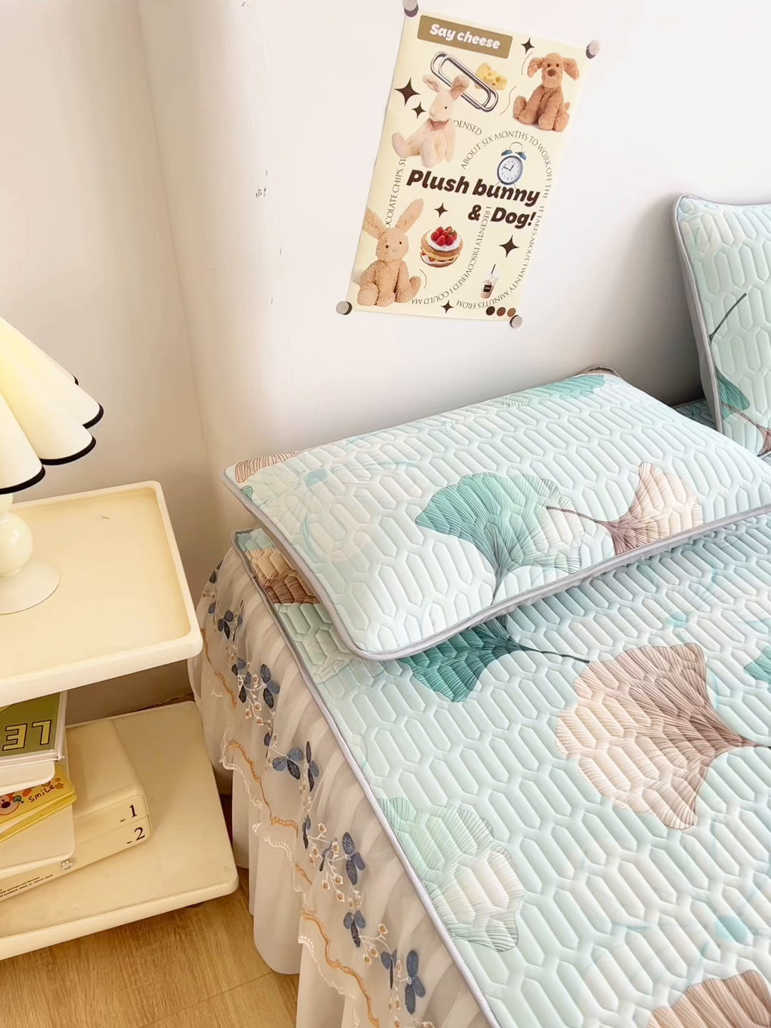 91家纺网 家纺一手货源 找家纺 能好家纺 2026春夏新款小清新乳胶床裙款凉席席子 叶清新