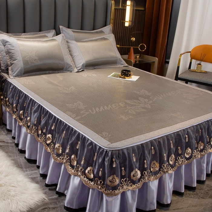 91家纺网 家纺一手货源 找家纺 （总）能好家纺 2026春夏新款提花冰藤床裙款凉席席子