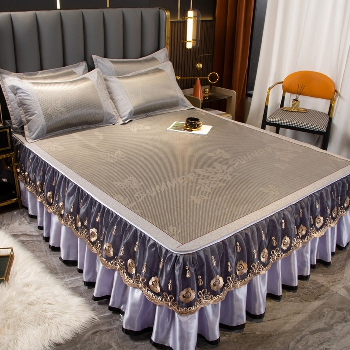 91家纺网 家纺一手货源 找家纺 （总）能好家纺 2026春夏新款提花冰藤床裙款凉席席子