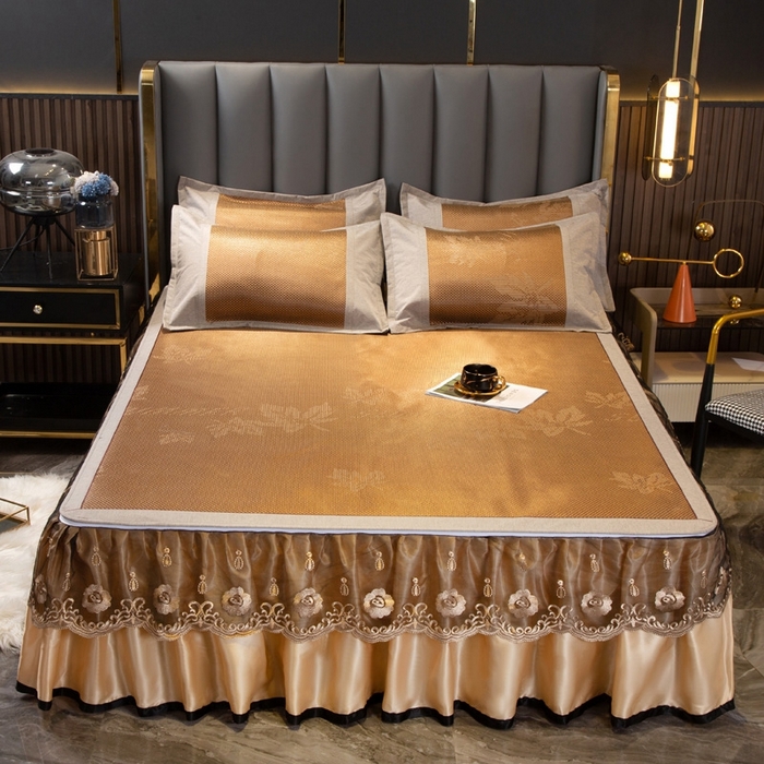 91家纺网 家纺一手货源 找家纺 （总）能好家纺 2026春夏新款提花冰藤床裙款凉席席子