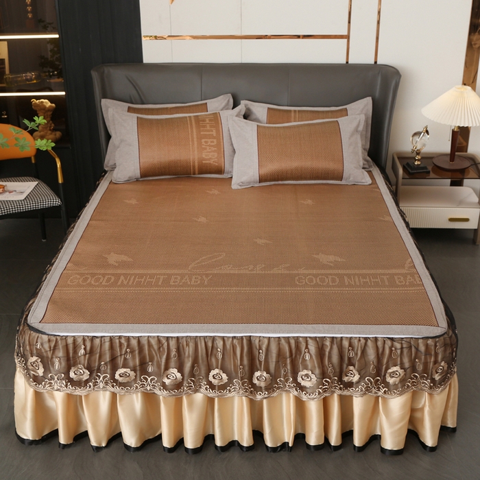 91家纺网 家纺一手货源 找家纺 （总）能好家纺 2026春夏新款提花冰藤床裙款凉席席子