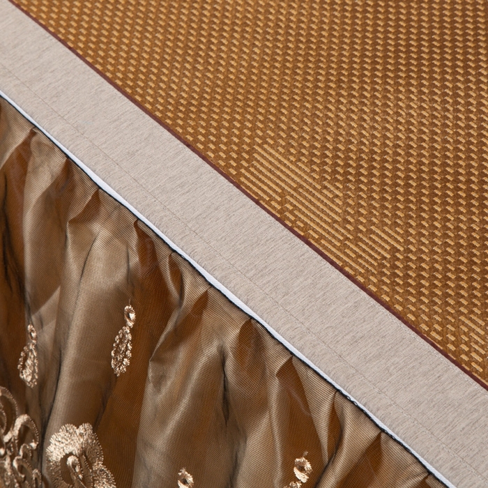 91家纺网 家纺一手货源 找家纺 能好家纺 2026春夏新款提花冰藤床裙款凉席席子 枫叶 咖