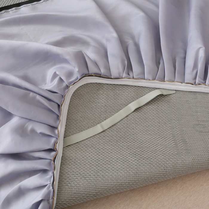 91家纺网 家纺一手货源 找家纺 能好家纺 2026春夏新款提花冰藤床裙款凉席席子 格调 灰