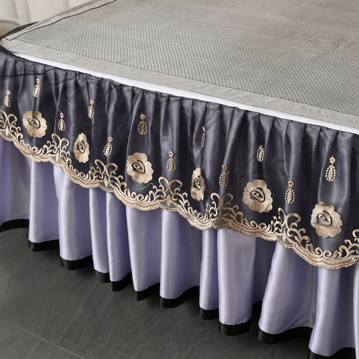 91家纺网 家纺一手货源 找家纺 能好家纺 2026春夏新款提花冰藤床裙款凉席席子 格调 灰