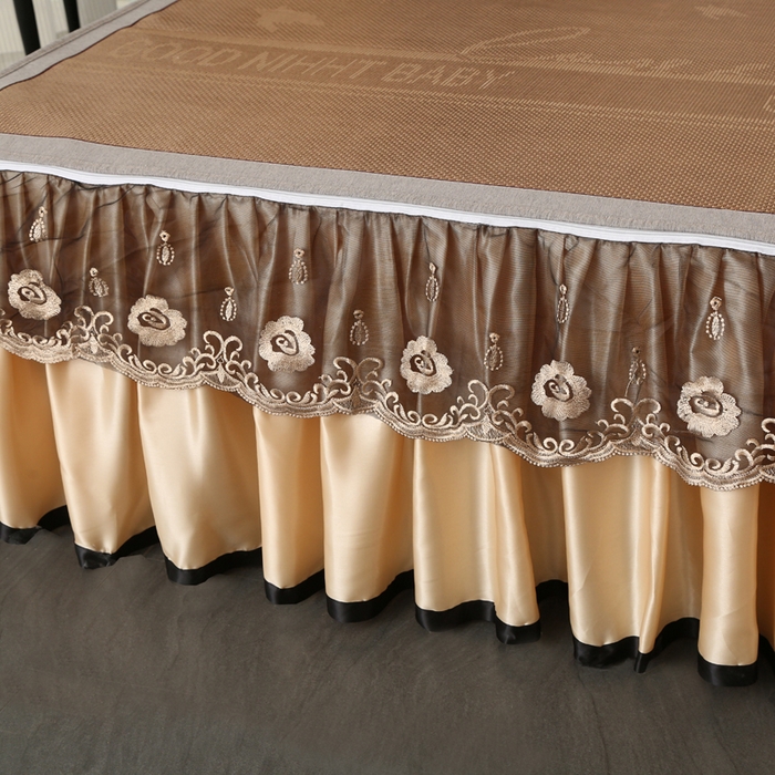 91家纺网 家纺一手货源 找家纺 能好家纺 2026春夏新款提花冰藤床裙款凉席席子 格调 咖