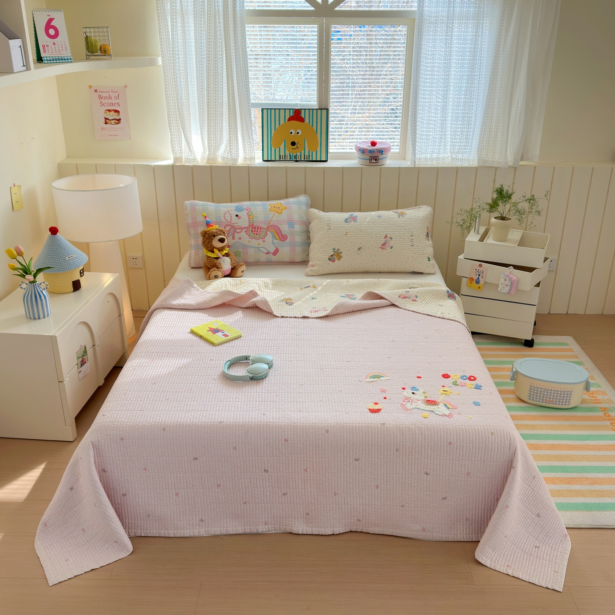 91家纺网 家纺一手货源 找家纺 （总）乐童家纺 2026新款双面纯棉水洗两用毛巾绣床盖四件套-第一波