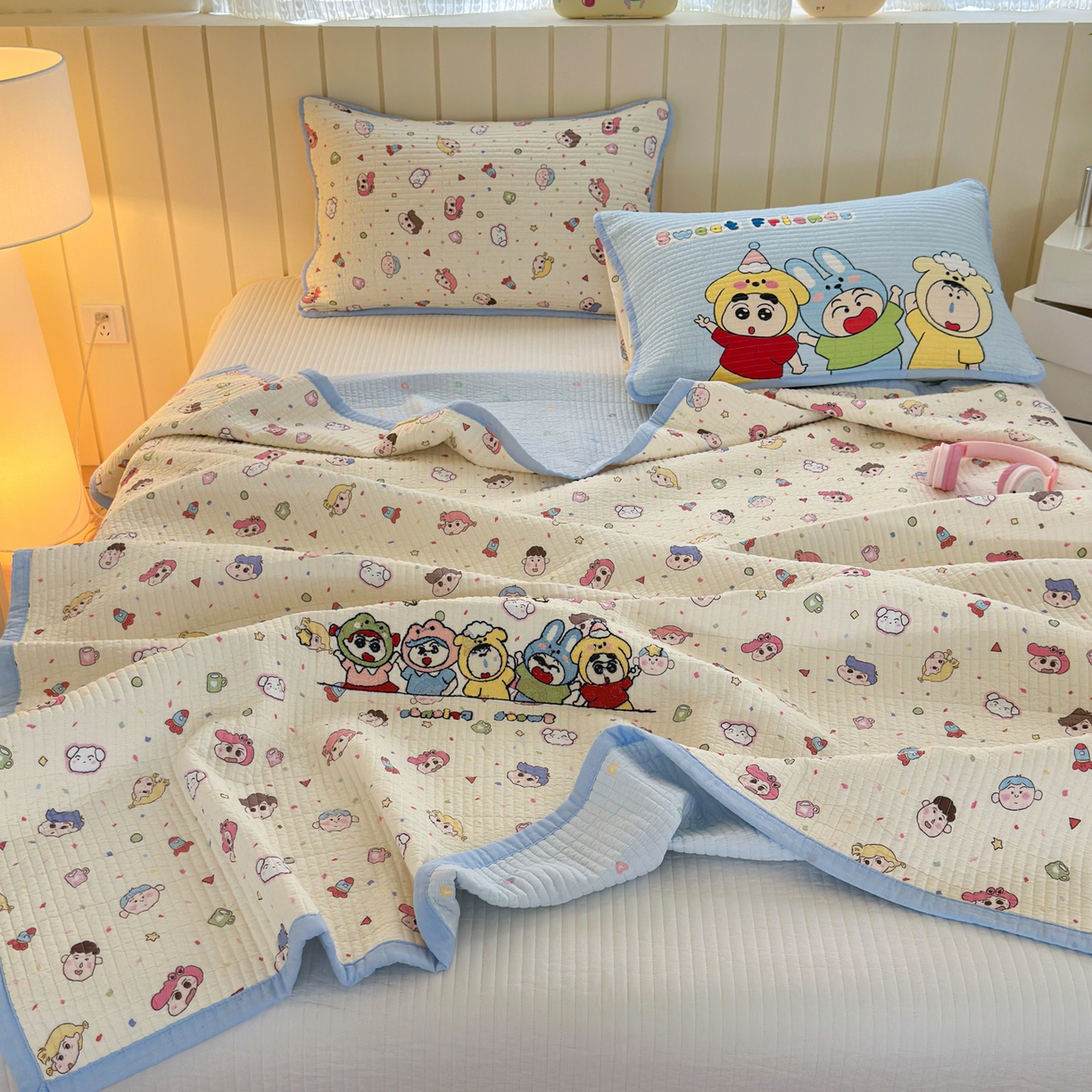 91家纺网 家纺一手货源 找家纺 乐童家纺 2026新款双面纯棉水洗两用毛巾绣床盖四件套-第一波 床盖款-糖果乐园