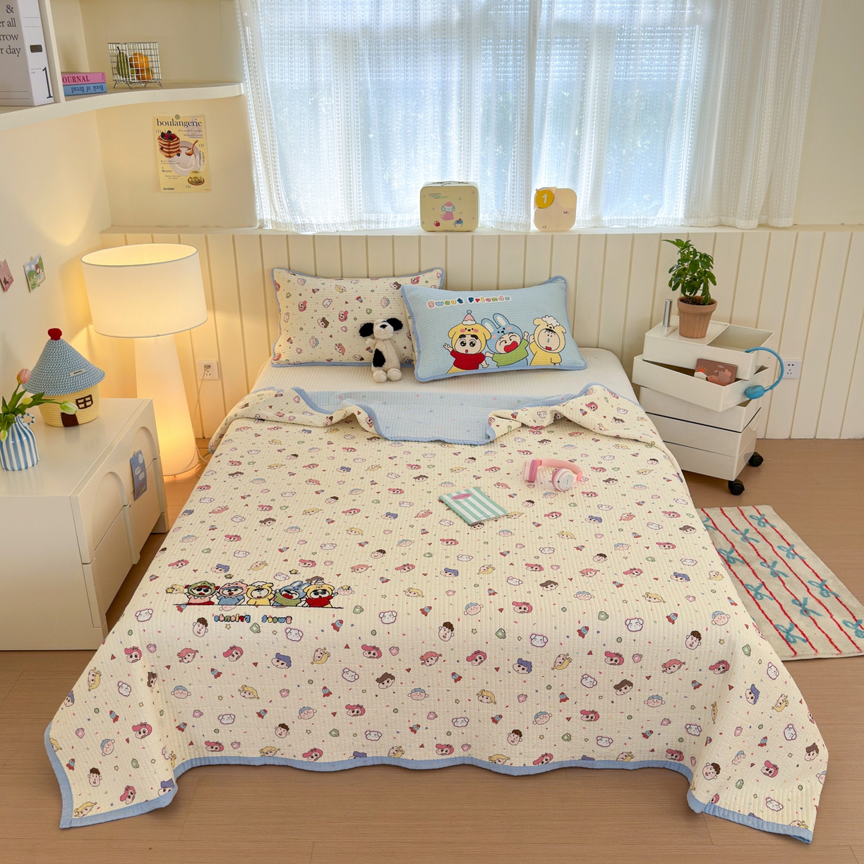 91家纺网 家纺一手货源 找家纺 乐童家纺 2026新款双面纯棉水洗两用毛巾绣床盖四件套-第一波 床盖款-糖果乐园