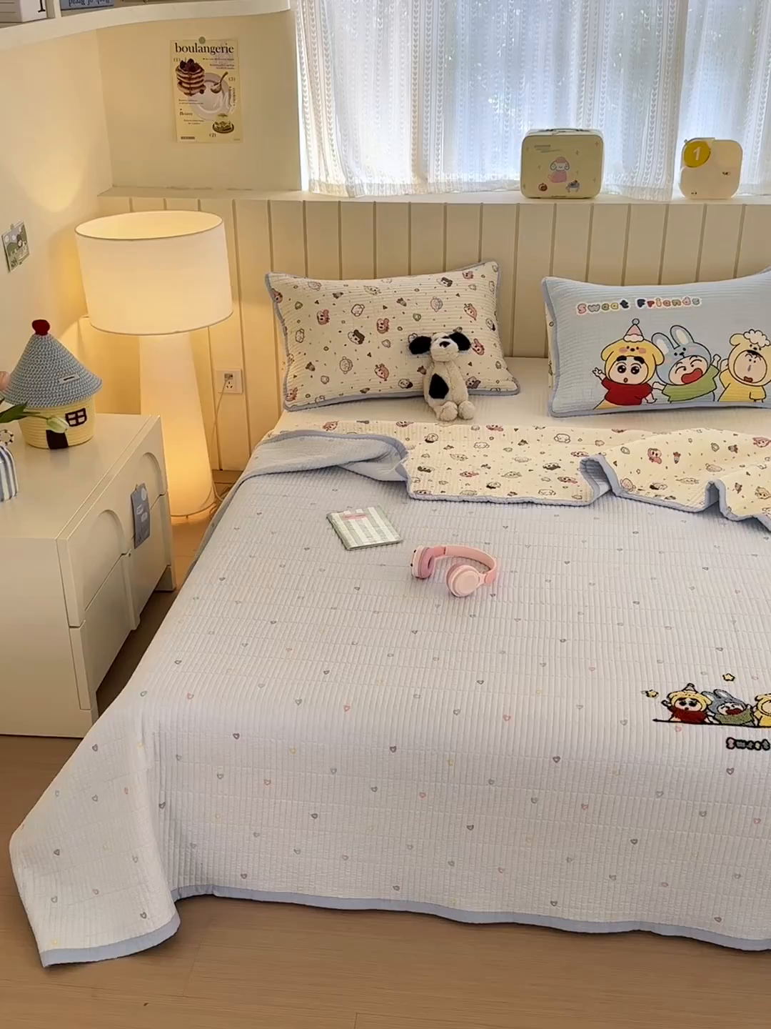 91家纺网 家纺一手货源 找家纺 乐童家纺 2026新款双面纯棉水洗两用毛巾绣床盖四件套-第一波 床盖款-糖果乐园