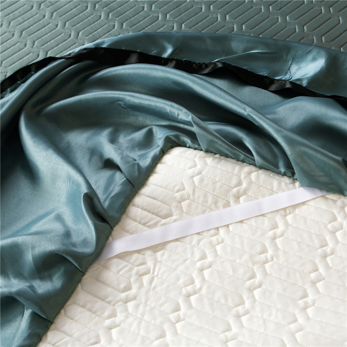 91家纺网 家纺一手货源 找家纺 能好家纺 2026春夏新款纯色+印花凉感丝乳胶凉席床裙款三件套 薄荷绿