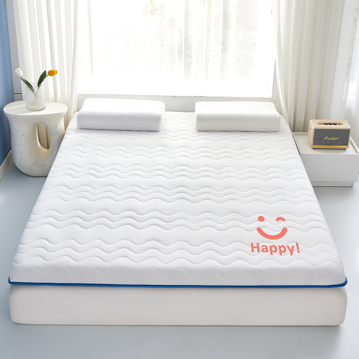 91家纺网 家纺一手货源 找家纺 （总）月茶家纺 2026新款单边三波浪牛奶丝乳胶床垫