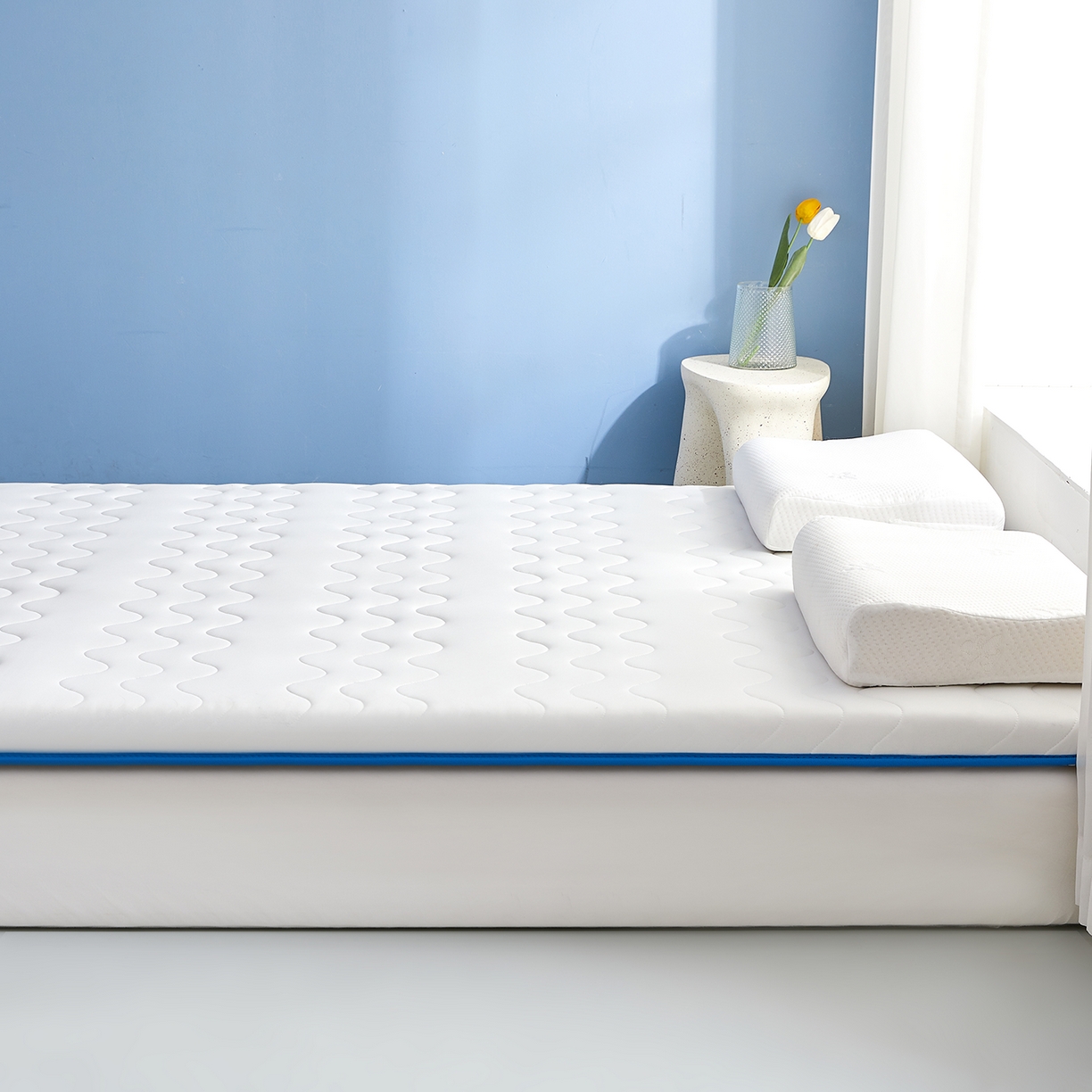 91家纺网 家纺一手货源 找家纺 （总）月茶家纺 2026新款单边三波浪牛奶丝乳胶床垫