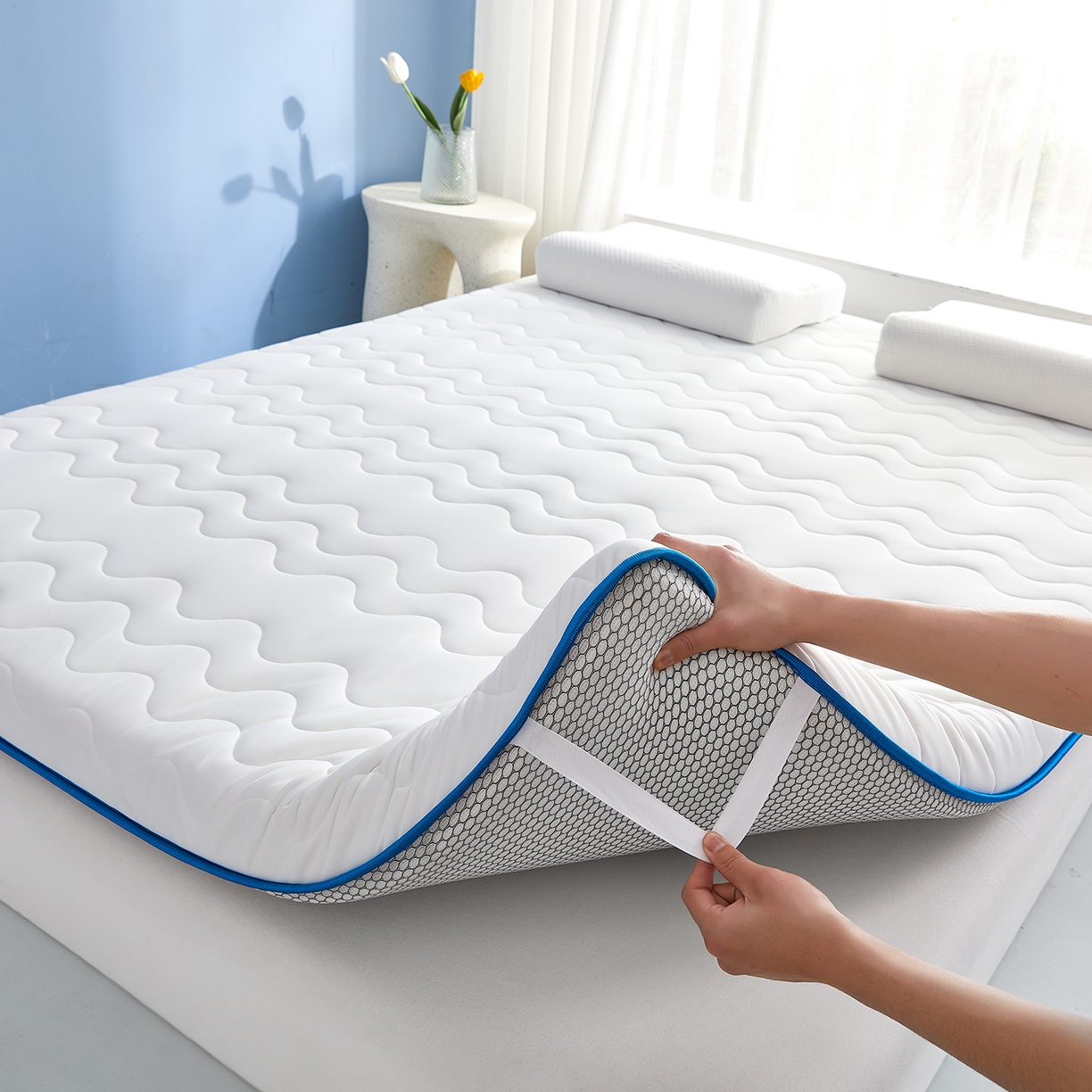 91家纺网 家纺一手货源 找家纺 （总）月茶家纺 2026新款单边三波浪牛奶丝乳胶床垫