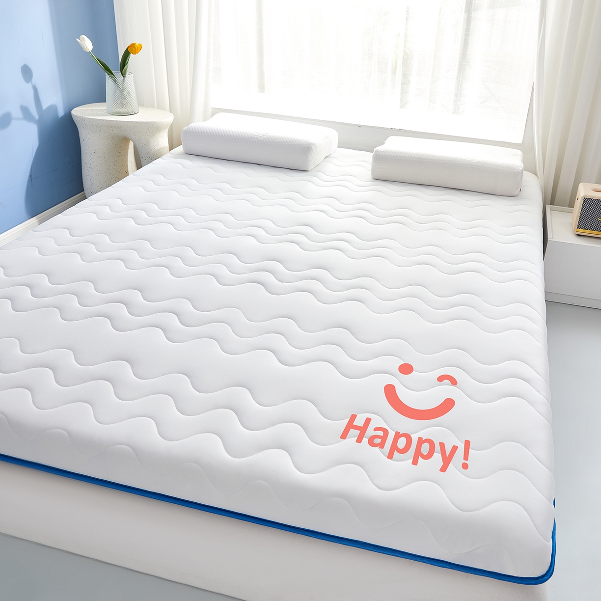 91家纺网 家纺一手货源 找家纺 （总）月茶家纺 2026新款单边三波浪牛奶丝乳胶床垫