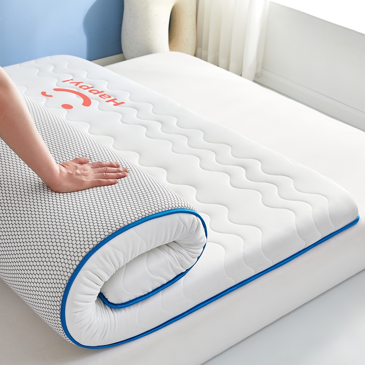 91家纺网 家纺一手货源 找家纺 （总）月茶家纺 2026新款单边三波浪牛奶丝乳胶床垫