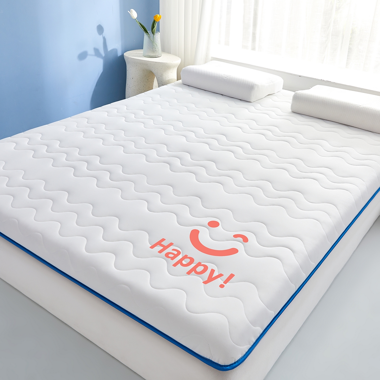 91家纺网 家纺一手货源 找家纺 （总）月茶家纺 2026新款单边三波浪牛奶丝乳胶床垫