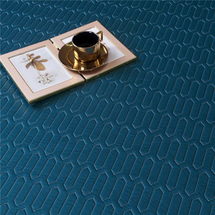 91家纺网 家纺一手货源 找家纺 能好家纺 2026春夏新款纯色+印花凉感丝乳胶凉席床裙款三件套 孔雀蓝