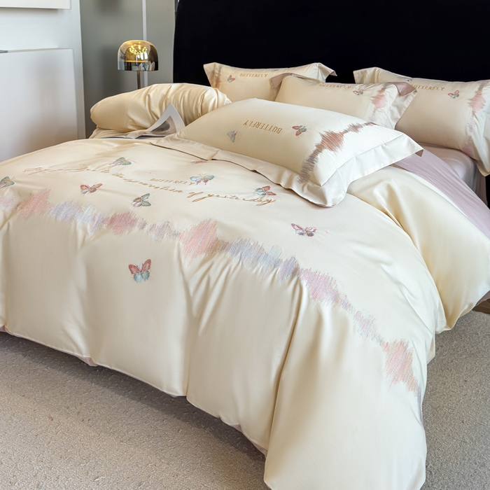 91家纺网 家纺一手货源 找家纺 （总）欣宜家纺 2026春夏新款纯棉全棉长绒棉刺绣绣花高端礼盒四件套-漫舞