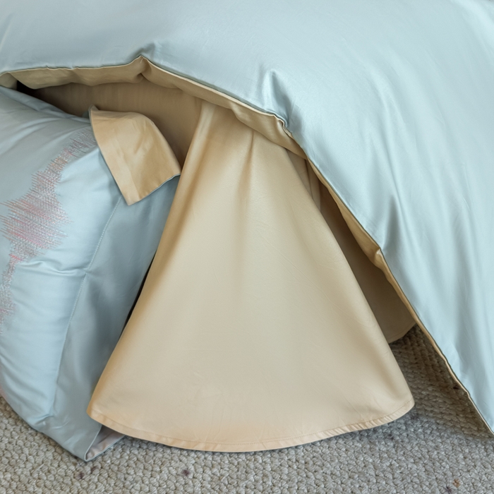 91家纺网 家纺一手货源 找家纺 欣宜家纺 2026春夏新款纯棉全棉长绒棉刺绣绣花高端礼盒四件套-漫舞 漫舞-飘蓝