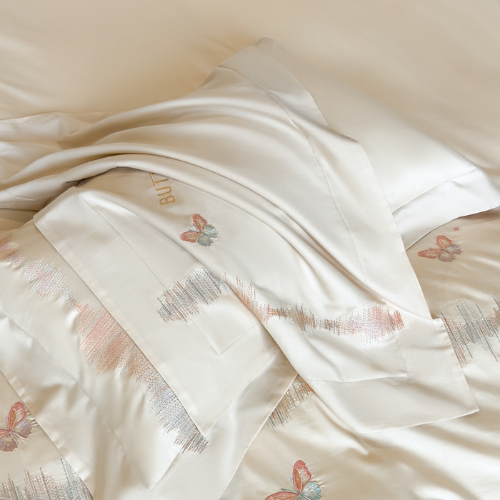 91家纺网 家纺一手货源 找家纺 欣宜家纺 2026春夏新款纯棉全棉长绒棉刺绣绣花高端礼盒四件套-漫舞 漫舞-白粉