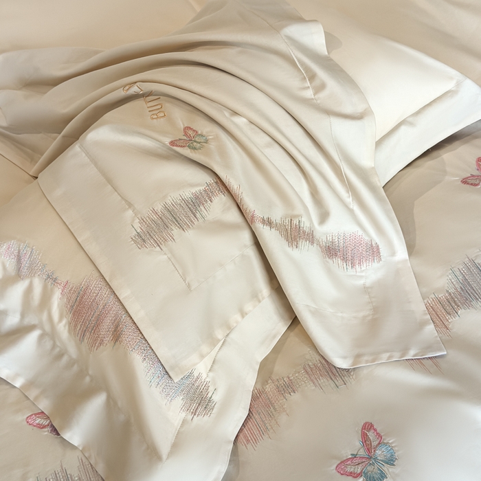 91家纺网 家纺一手货源 找家纺 欣宜家纺 2026春夏新款纯棉全棉长绒棉刺绣绣花高端礼盒四件套-漫舞 漫舞-白紫