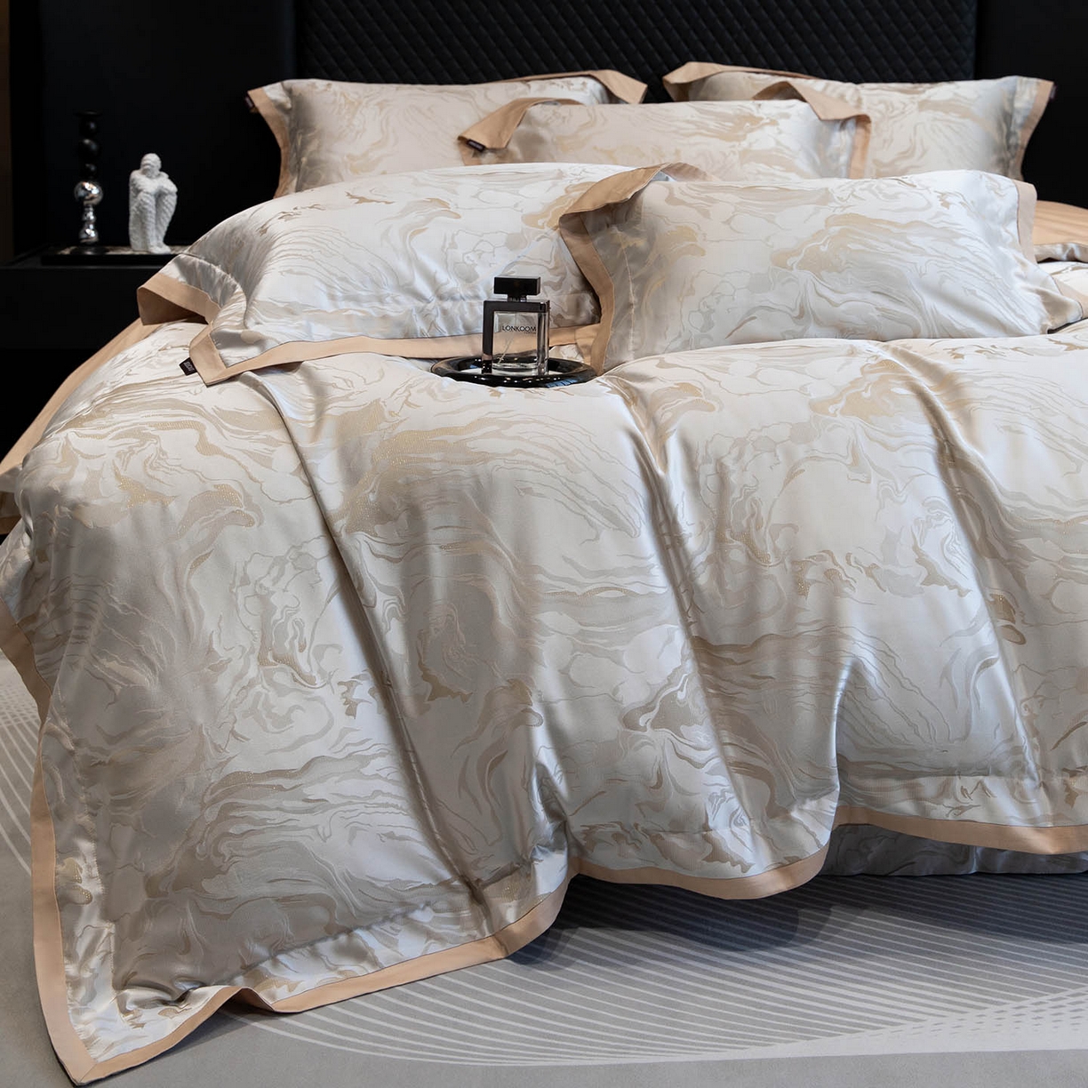 91家纺网 家纺一手货源 找家纺 （总）2026新款轻奢风高端A类贡缎长绒棉纯棉四件套100全棉提花被套床单床笠高级感-姝忆