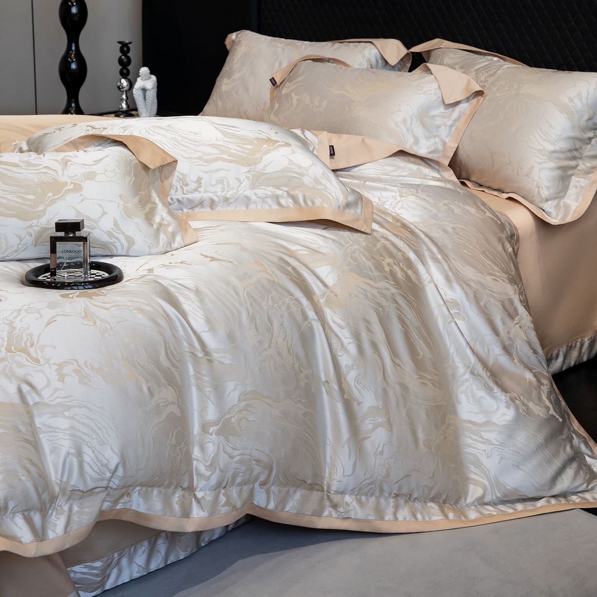 91家纺网 家纺一手货源 找家纺 （总）2026新款轻奢风高端A类贡缎长绒棉纯棉四件套100全棉提花被套床单床笠高级感-姝忆