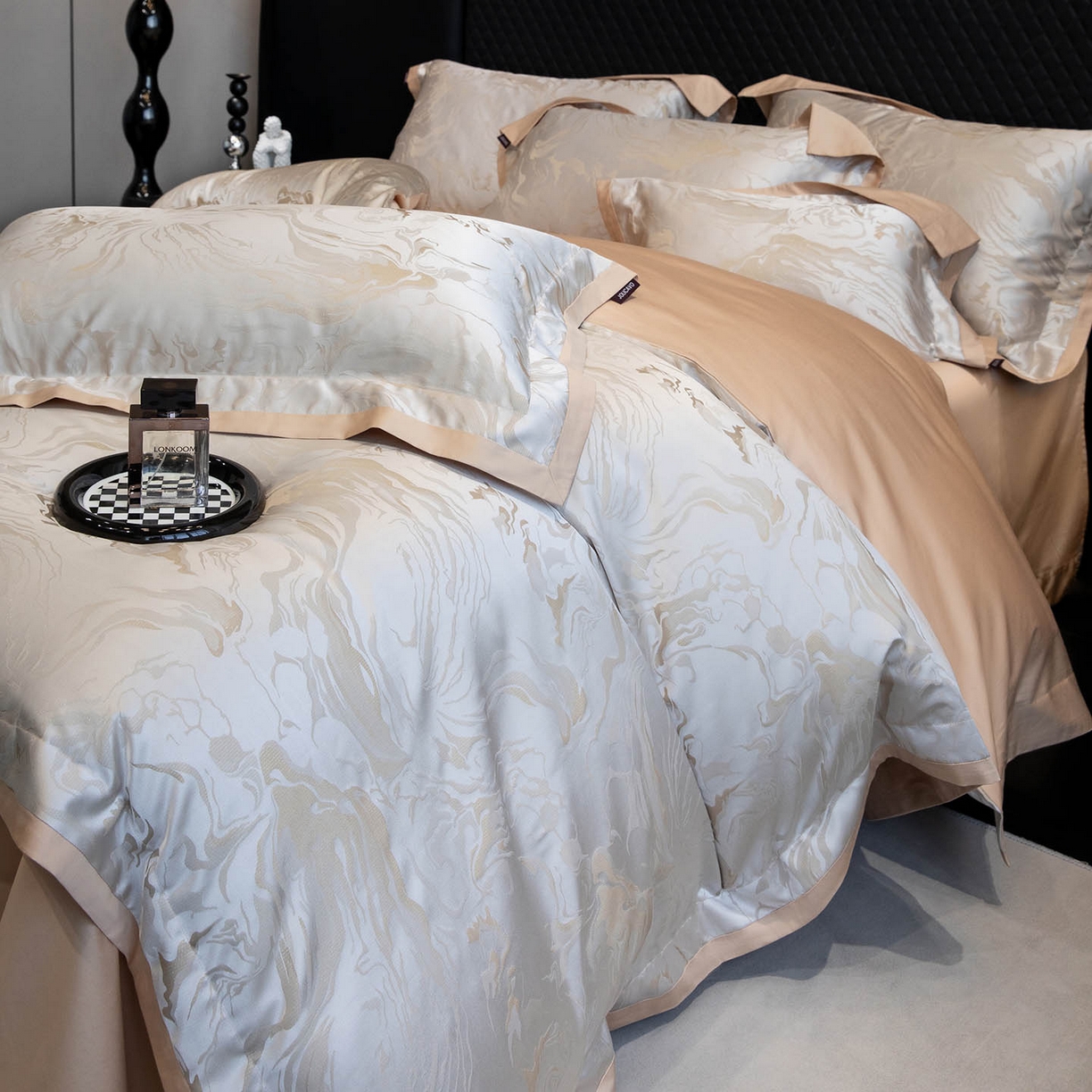 2026新款轻奢风高端A类贡缎长绒棉纯棉四件套100全棉提花被套床单床笠高级感-姝忆 姝忆-星黛橙