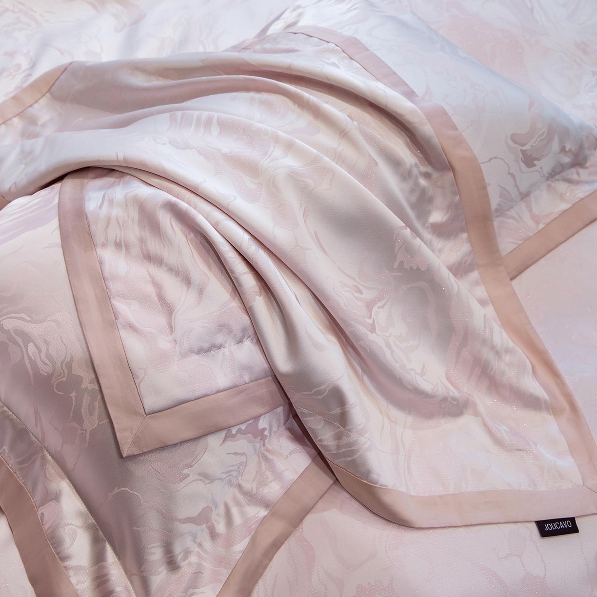 91家纺网 家纺一手货源 找家纺 2026新款轻奢风高端A类贡缎长绒棉纯棉四件套100全棉提花被套床单床笠高级感-姝忆 姝忆-香蜜粉