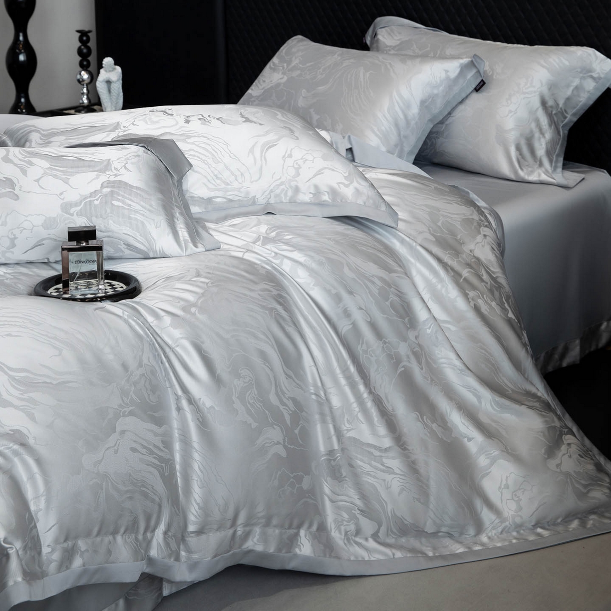 91家纺网 家纺一手货源 找家纺 （总）2026新款轻奢风高端A类贡缎长绒棉纯棉提花被套床单床笠高级感床上用品四件套-姝忆