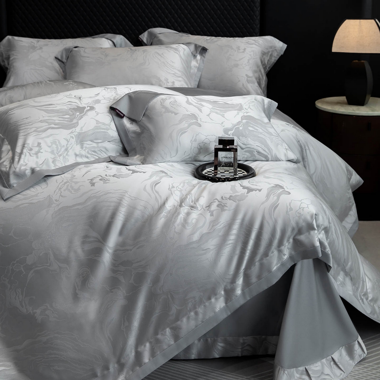 91家纺网 家纺一手货源 找家纺 （总）2026新款轻奢风高端A类贡缎长绒棉纯棉提花被套床单床笠高级感床上用品四件套-姝忆